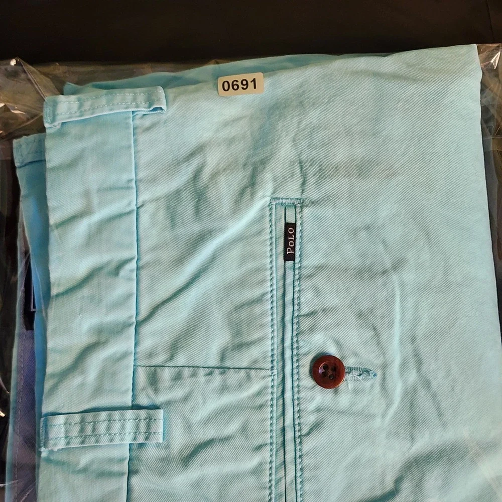 Polo Ralph Lauren Shorts Mens 42 Classic Fit Pima Cotton Chino Blue Excellent